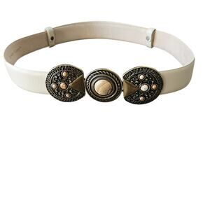 Vintage Etienne Aigner Cream Leather Slide Adjustable Belt sz Large Boho Casual